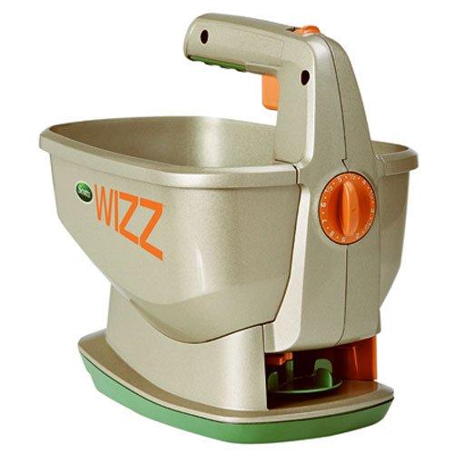 Scotts Wizz Hand-Held Spreader with EdgeGuard Technology - Apply Grass Seed, Fertilizer or Ice Melt - Battery Powered - Designed for Use Year Round - Holds up to 2,500 sq. ft of Scotts Lawn Products