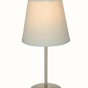 Simple Designs LT2013-WHT Sand Nickel Mini Basic Table Lamp with Fabric Shade, White