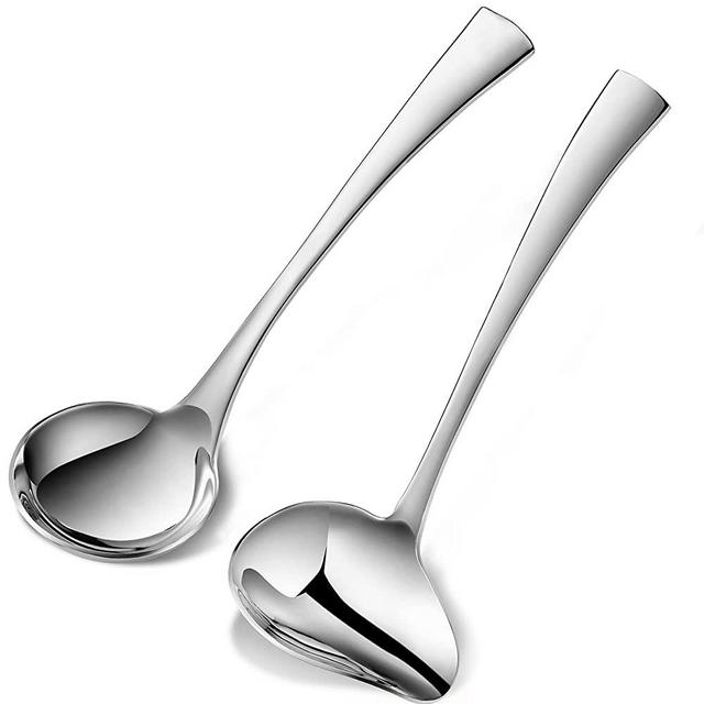 KEAWELL 1-Piece Sauce Ladle and 1 Piece Gravy Ladle, 18/10 Stainless Steel, Silver, Dishwasher Safe