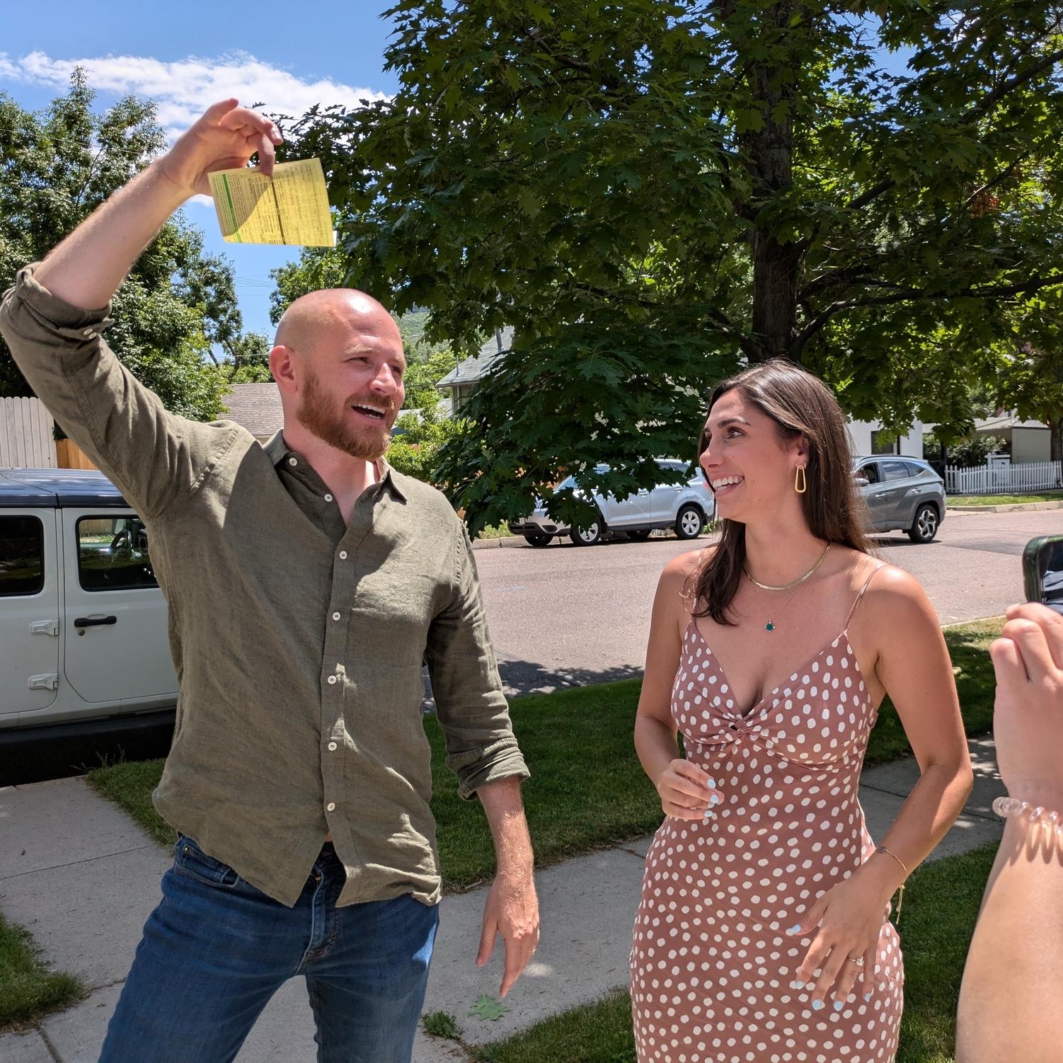 Lovely ticket we received when popping champagne at the proposal | 2024