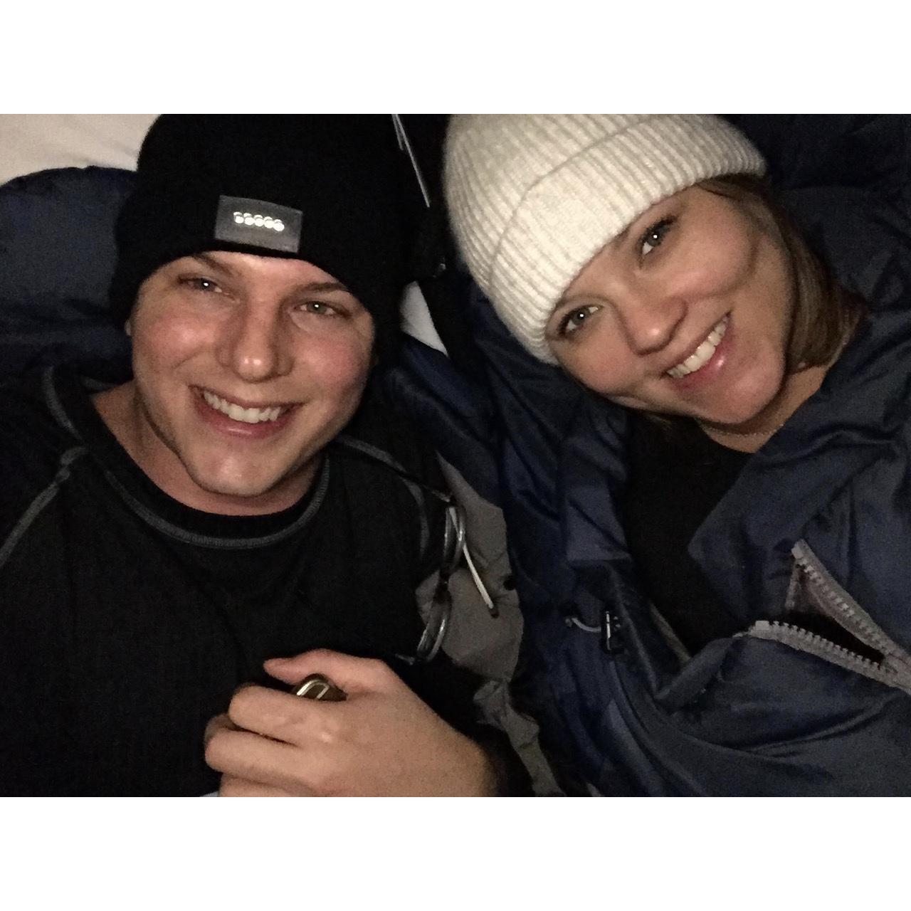 13th February 2015 we got engaged!! We were at the Ice Hotel in Jukkasjärvi, North Sweden when TJ popped the question! Here we are settling in to spending the night in one of the infamous ice rooms.