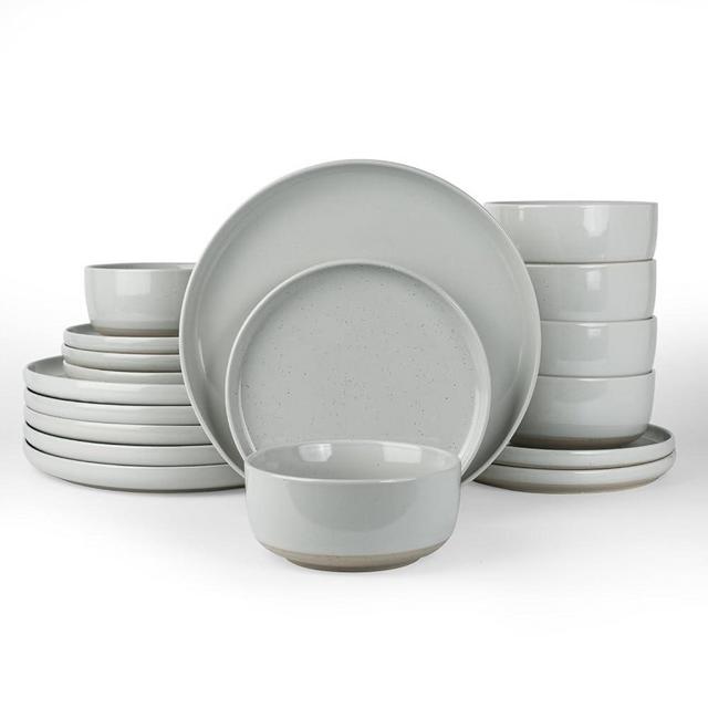 famiware Milkyway Plates and Bowls Set, 18 Pieces Dinnerware Sets, Dishes Set for 6, Light Gray