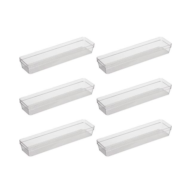 OGGI Set of 6, 3" X 12.5" Clear Drawer Organizer