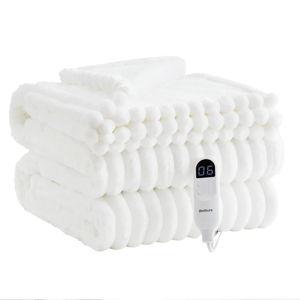 Striped Flannel Heated Blanket