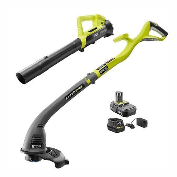 ONE+ 18V Cordless String Trimmer/Edger and Blower/Sweeper Combo Kit with 2.0 Ah Battery and Charger