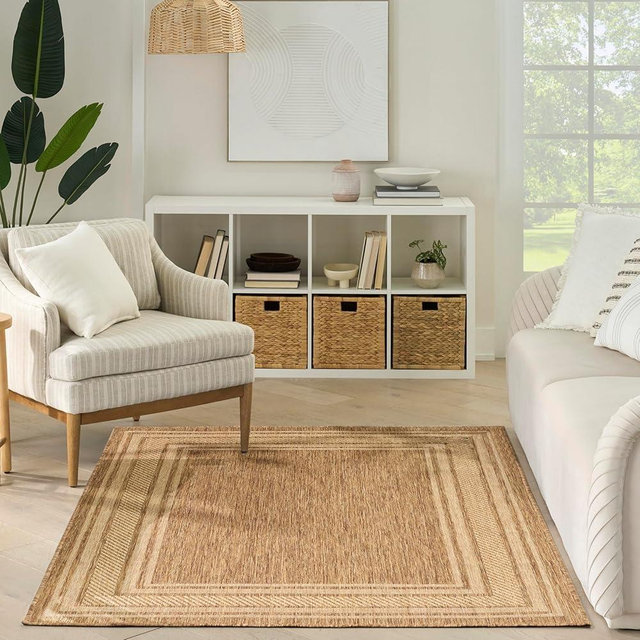 Nourison Home Horizon Indoor/Outdoor Natural 5' x 7' Area Rug - Easy Clean, Non Shedding, Bed Room, Living Room, Dining Room, Kitchen (5' x 7')
