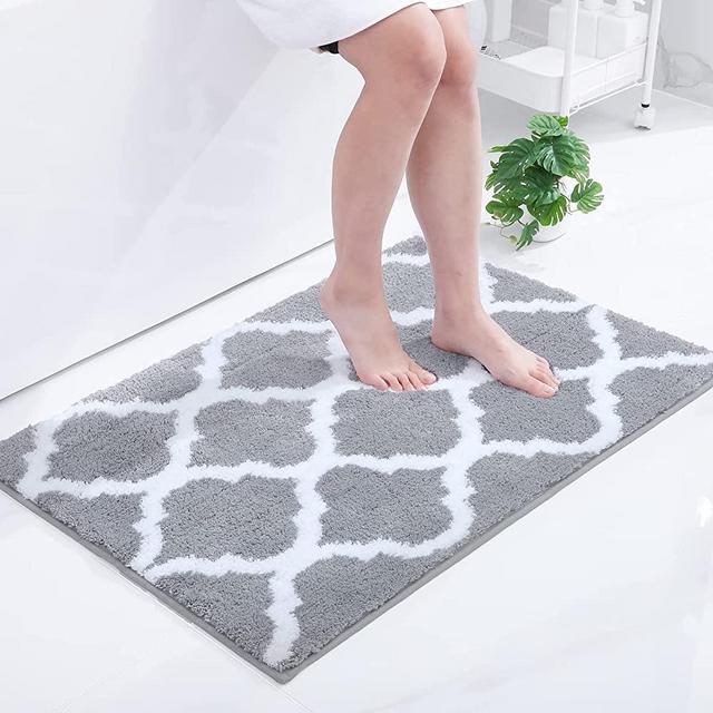 Olanly Luxury Bathroom Rug Mat, Soft and Absorbent Microfiber Bath Rugs, Non-Slip Shaggy Bath Carpet, Machine Wash Dry, Bath Mats for Bathroom Floor, Tub and Shower, 24x36, Grey