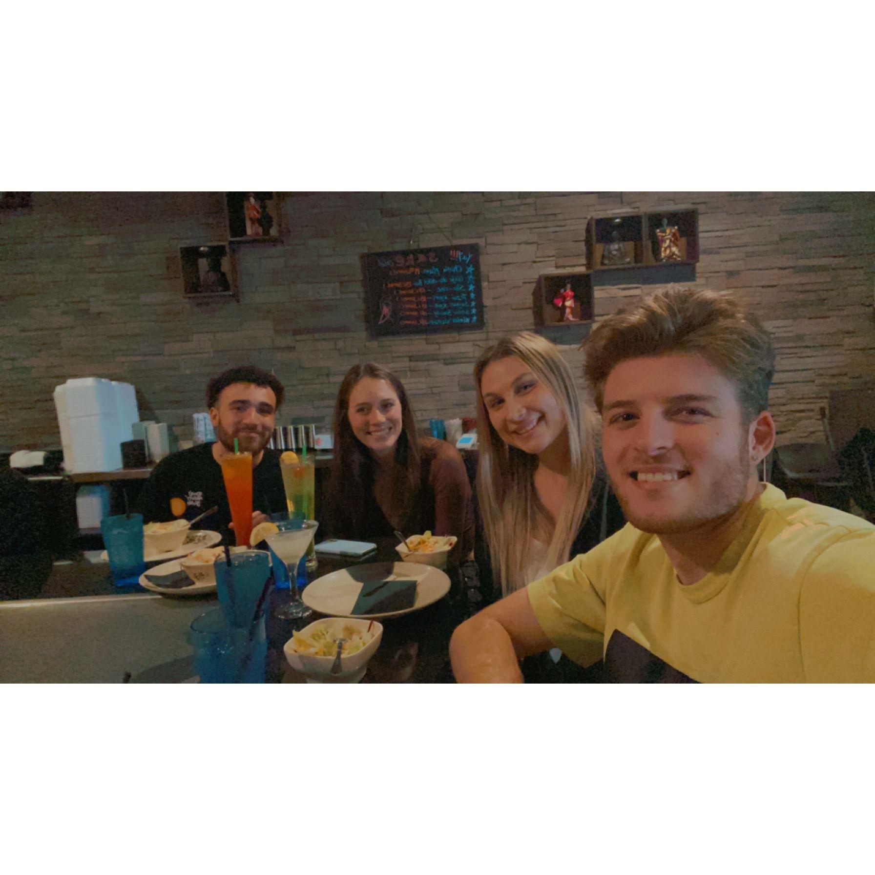 Dinner with our best man and maid of honor.