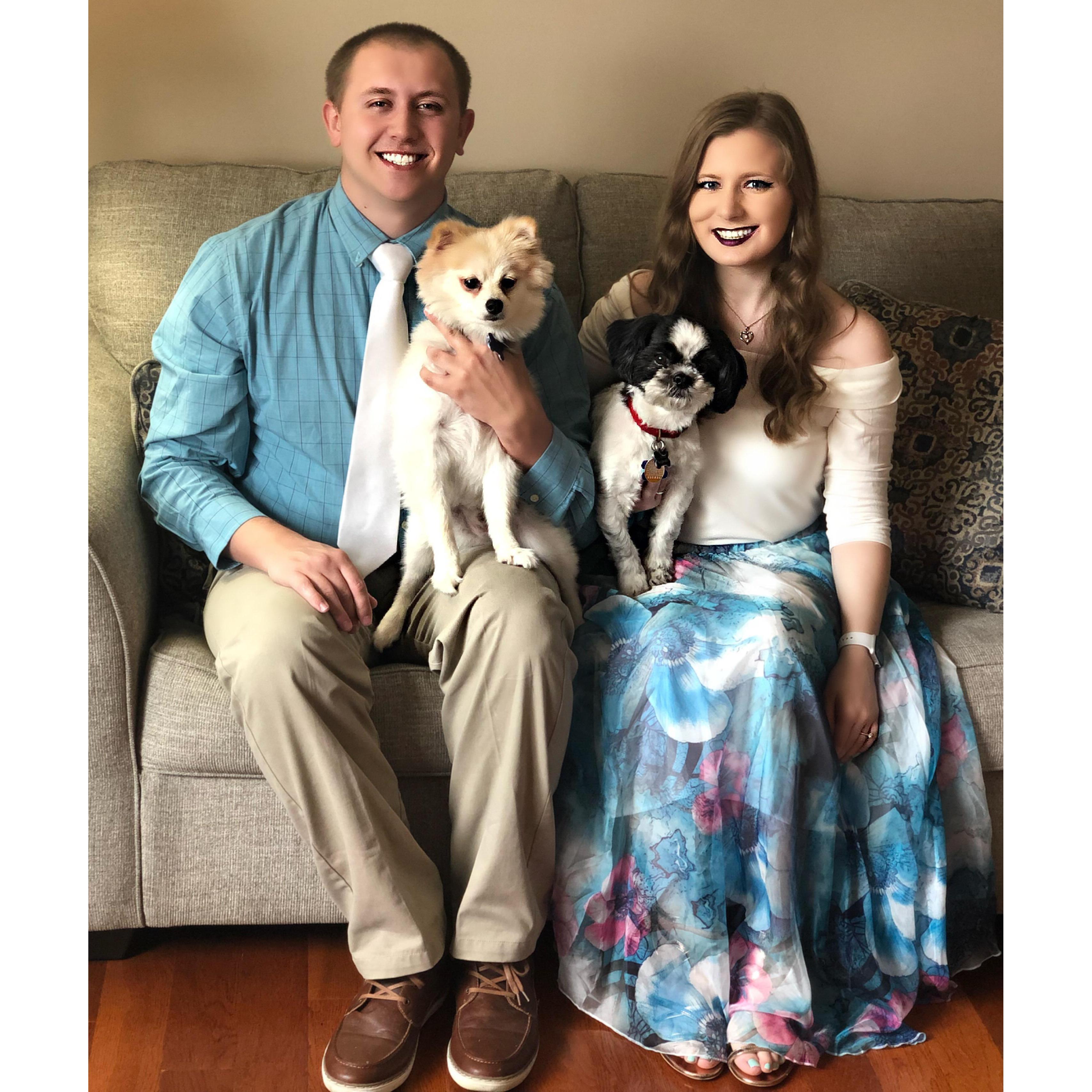 Of course the couple has to post a picture with their dogs -- Archie and Cortez!