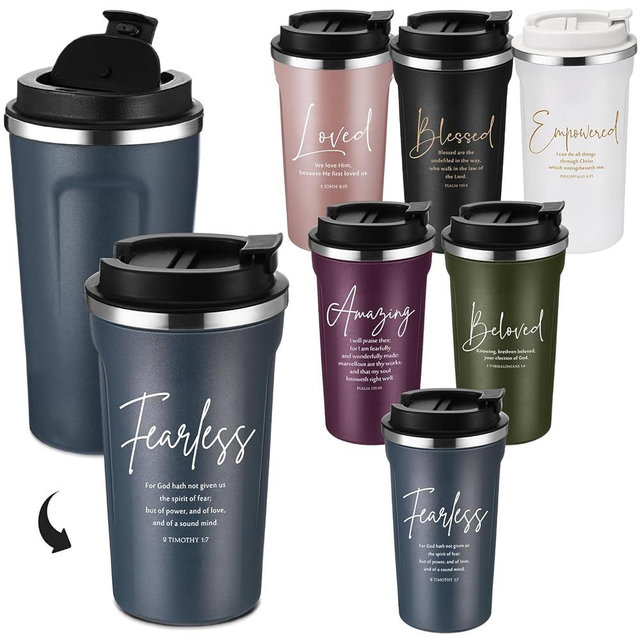 Meanplan 6 Pcs Inspirational Christian Valentine Gifts 17oz Bible Verse Tumblers Bulk Religious Coffee Mugs Cups for Men Women Holy Week Easter Pastor Church Teacher Religious Gift (Multicolor)