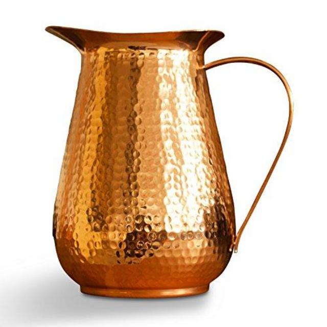 Kosdeg Copper Pitcher Extra Large 68 Oz - Drink More Water Lower Your Sugar Intake And Enjoy The Health Benefits Immediately - 100% Pure Copper Handmade Hammered Jug, Made From Heavy Gauge Copper