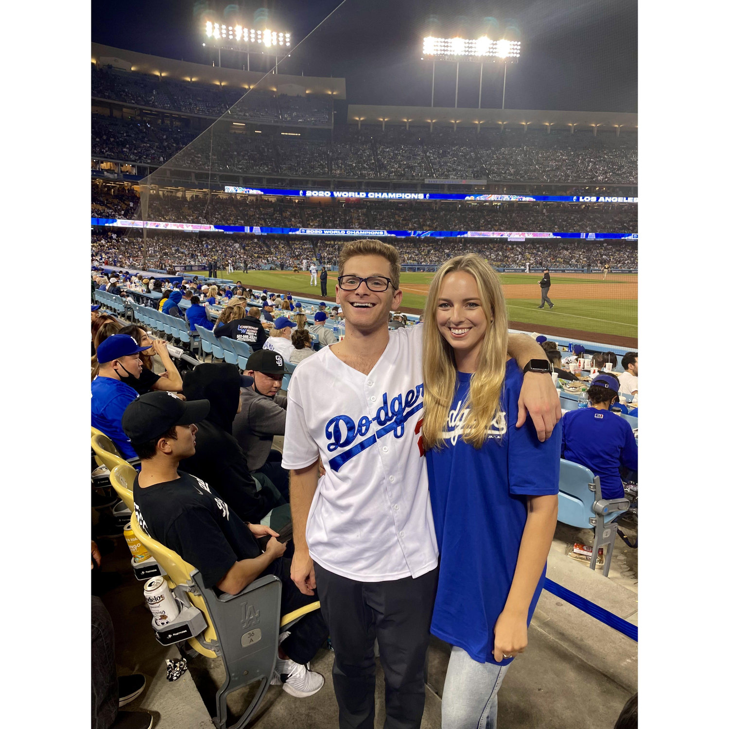Watching Adam's favorite team, the Dodgers
