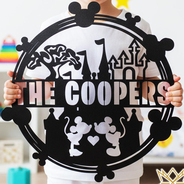 Disney Castle Park Family Name Custom Welcome Sign Mickey Castle Metal Art Home Entryway Decor, Housewarming Gifts, Gift for her
