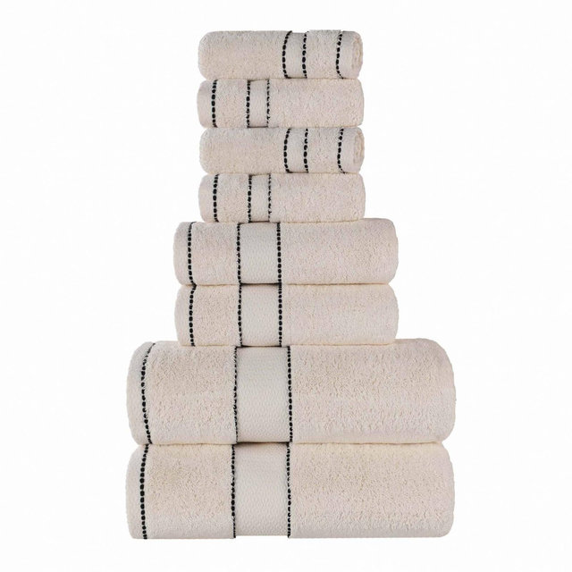 Cotton Heavyweight Ultra-Plush Luxury 8 Piece Towel Set, Ivory - Blue Nile Mills