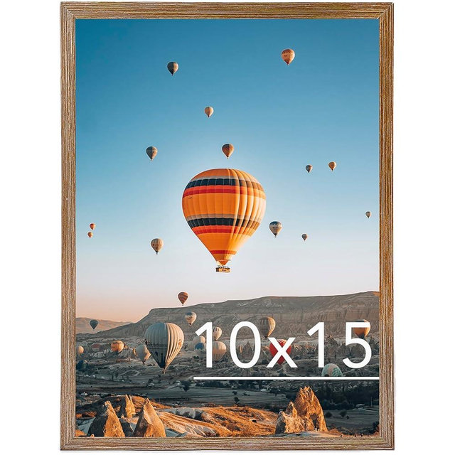JCJMY 10x15 Picture Frame Rustic Brown for Wall Hanging, Wall Mounting Horizontally or Vertically, 10 x 15 Wall Gallery Poster Photo Frame with Shatter Resistant Plexiglass, Rustic Brown