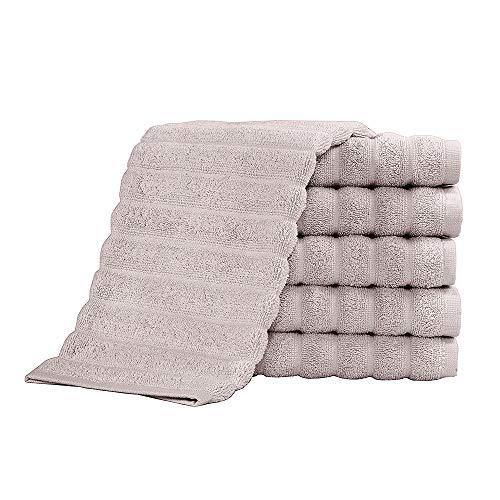 Classic Turkish Towels Luxury 600 GSM Bath Towel Set | Soft Thick and Absorbant Bathroom Towels, 100% Turkish Cotton Jacquard Rib Style (13X13 Washcloths, Almond Beige)