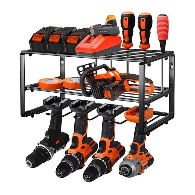 Power Tool Organizer, DECMIOX Wall Mounted Garage Storage, 150lb weight limit Heavy Duty Floating Tool Shelf, Utility Storage Rack for Cordless Drill & Screwdriver, Gift for Father's Day