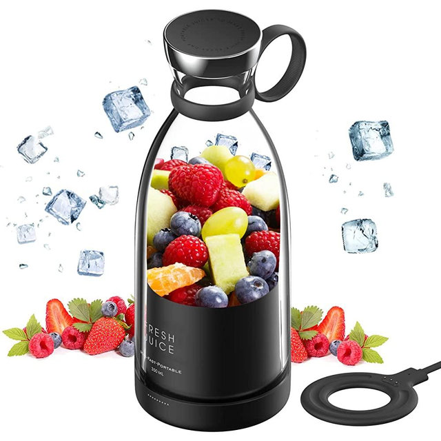OTPEIR Personal Size Blender, Portable Blender, Battery Powered USB Blender（Black)