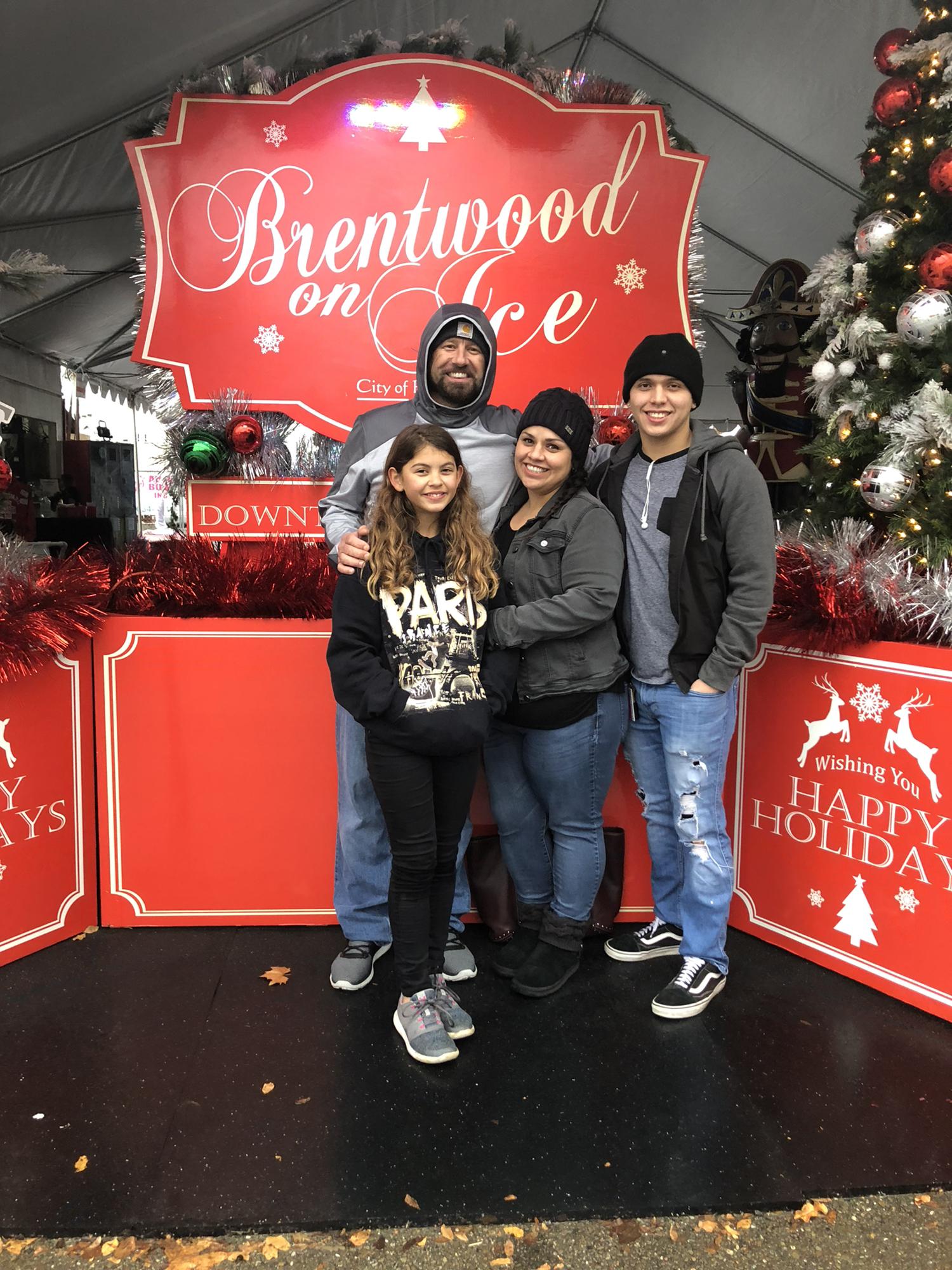 Christmas season downtown where the kids love to ice skate.