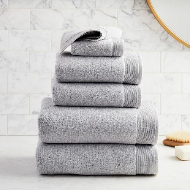 Organic Luxe Fibrosoft Towel, Set of 6, Gray Sky Melange