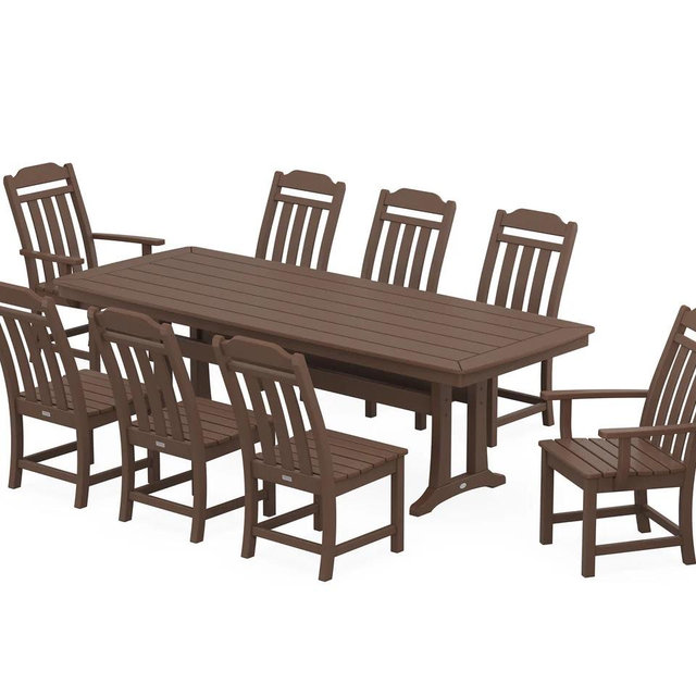 Cottage 9-Piece Dining Set with Trestle Legs (Mahogany)