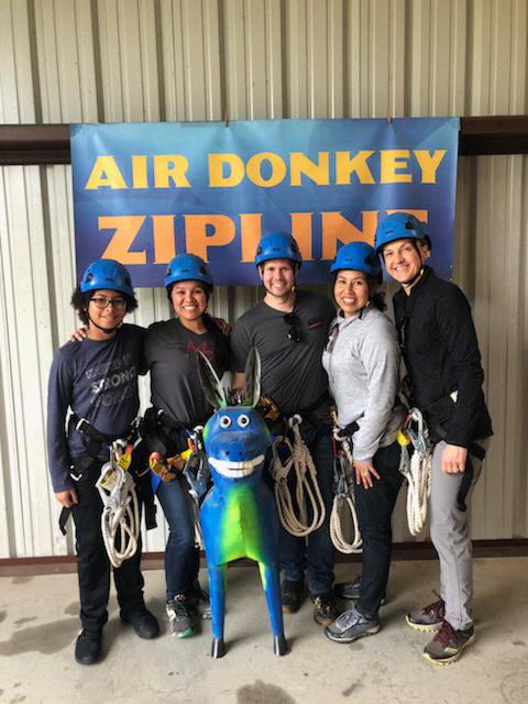 Zip line adventure with friends.