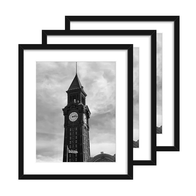 Wiscet 20x24 Picture Frame Set of 3, Display Pictures 16x20 with Mat or 20 x 24 Poster Frame without Mat, Wall Gallery Photo Frames, Black