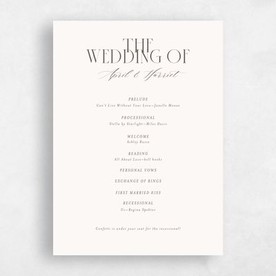 Beige Simple Wedding Program - Aion