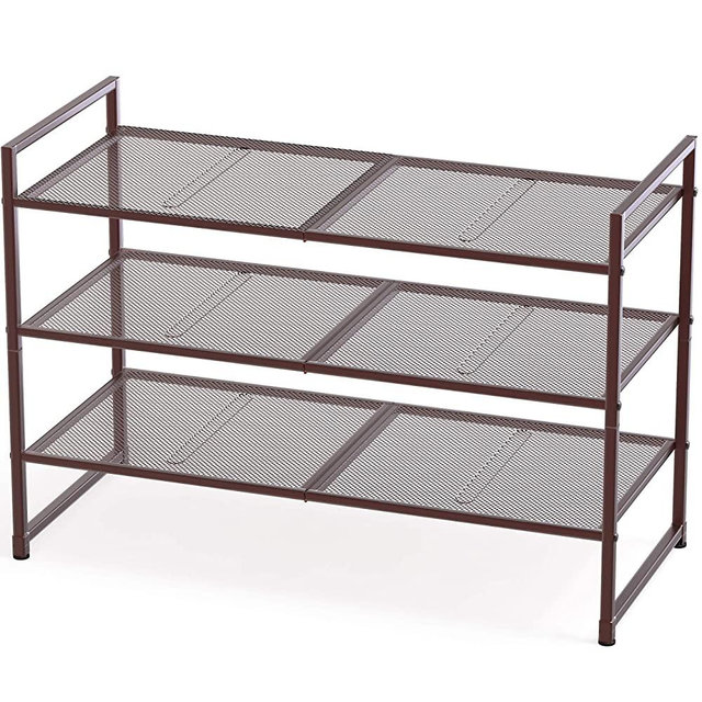 Simple Houseware 3-Tier Stackable Shoes Rack Storage Organizer Shelf, Bronze