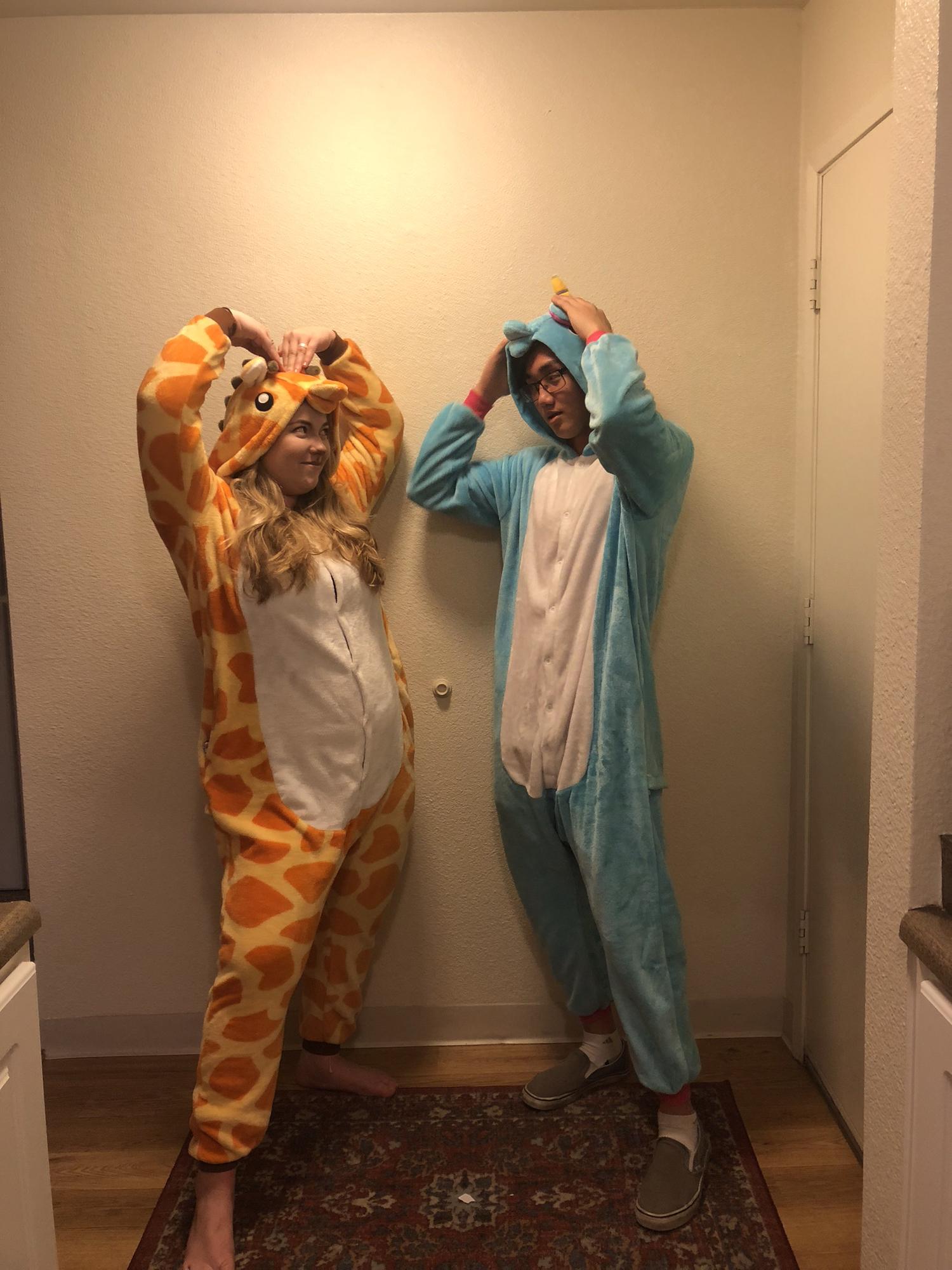 Halloween 2019 we opted for comfy onesies--we make a good giraffe and unicorn!
