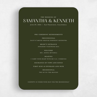 Green Rounded Wedding Program - Sidney