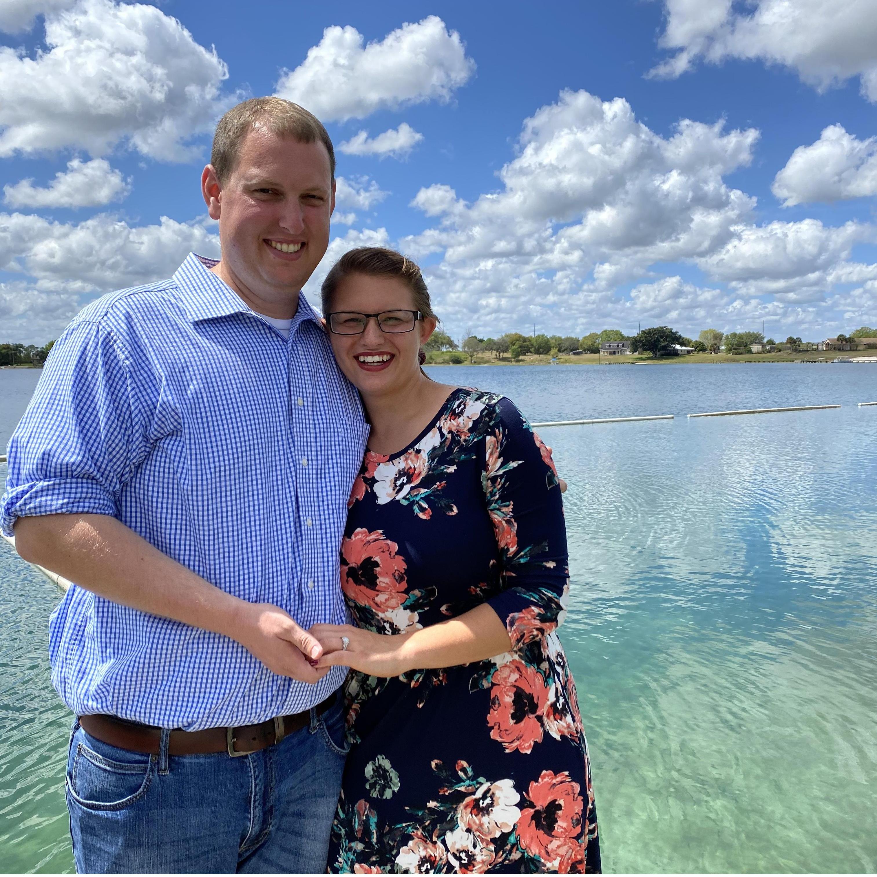 At the surprise engagement party Joel threw for me. My mom snapped this photo out at Lake Denton!