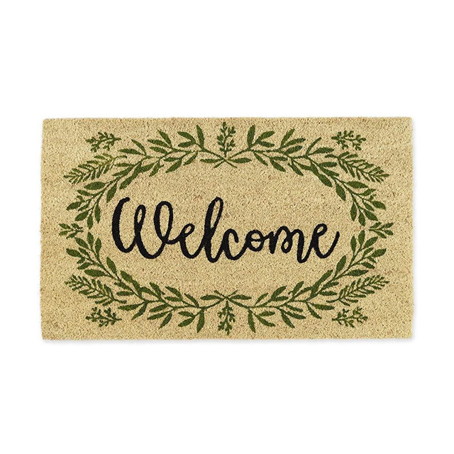 DII Home Natural Coir Doormat, Indoor/Outdoor, 18x30, Greenery Welcome
