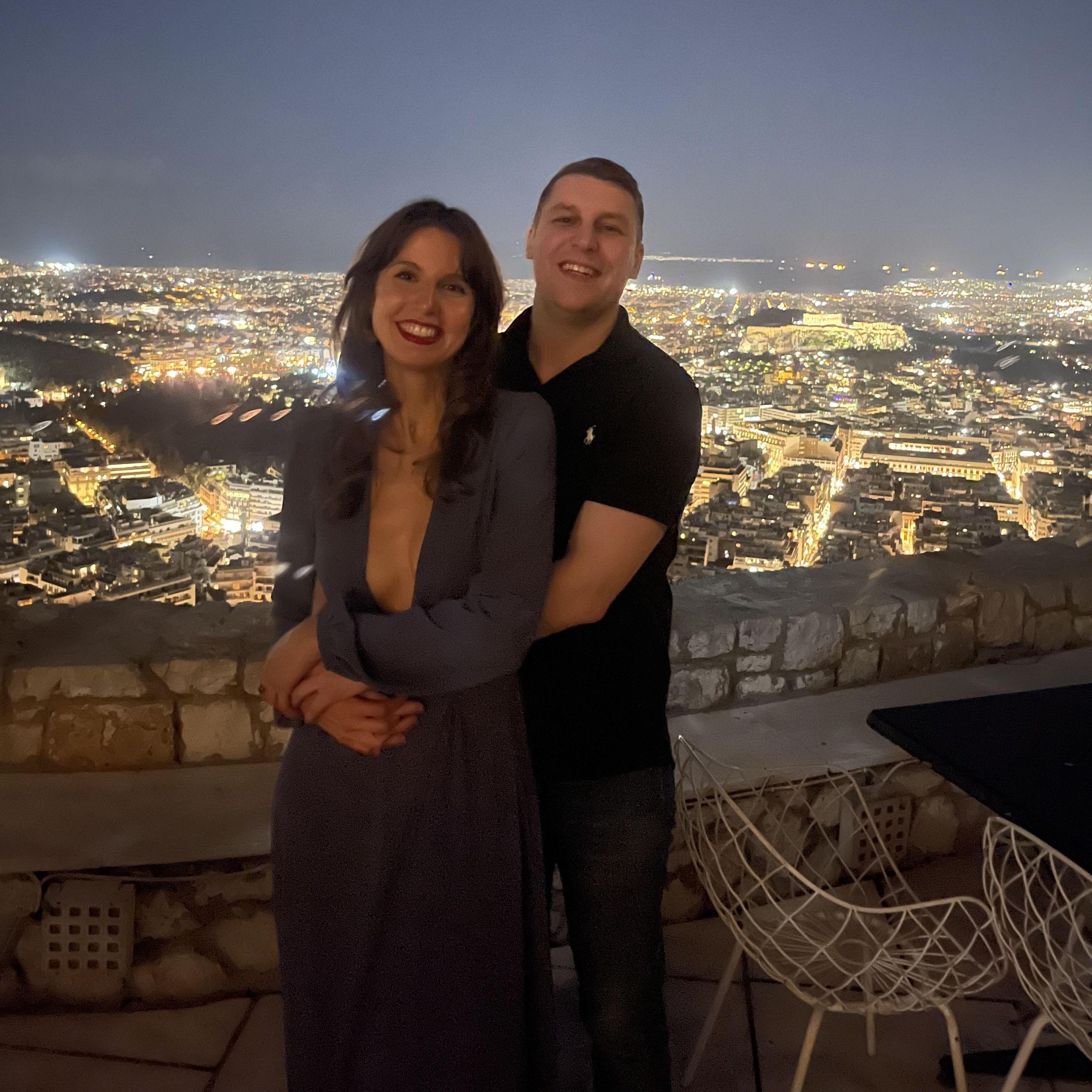 Our first night together in Athens, Greece!
