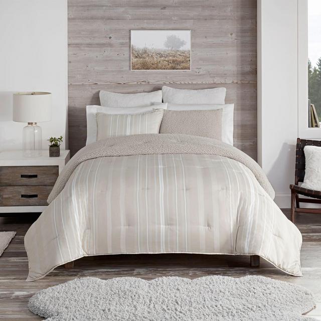 UGG® Devon Faux Sherpa 3-Piece Reversible King Comforter Set in Shoreline Stripe