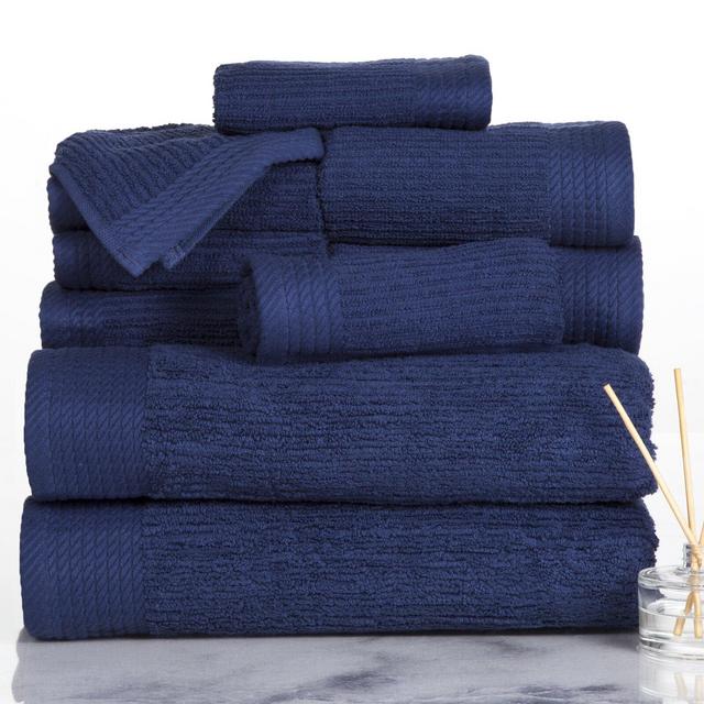 Ribbed 10 Piece 100% Cotton Towel Set