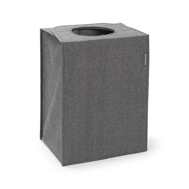 Brabantia - Laundry Bag Rectangular - Space Efficient - Large Volume - Quick-Drop Opening - Laundry Basket - with Hole - Bathroom - Stackable - Pepper Black - 55L