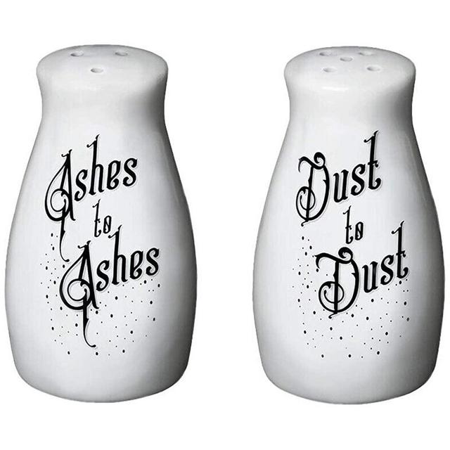 Alchemy Gothic Ashes to Ashes Dust to Dust Salt & Pepper Shakers