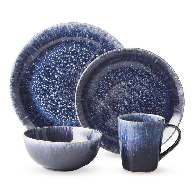 Cyprus Reactive Glaze 16-Piece Dinnerware Set, Blue