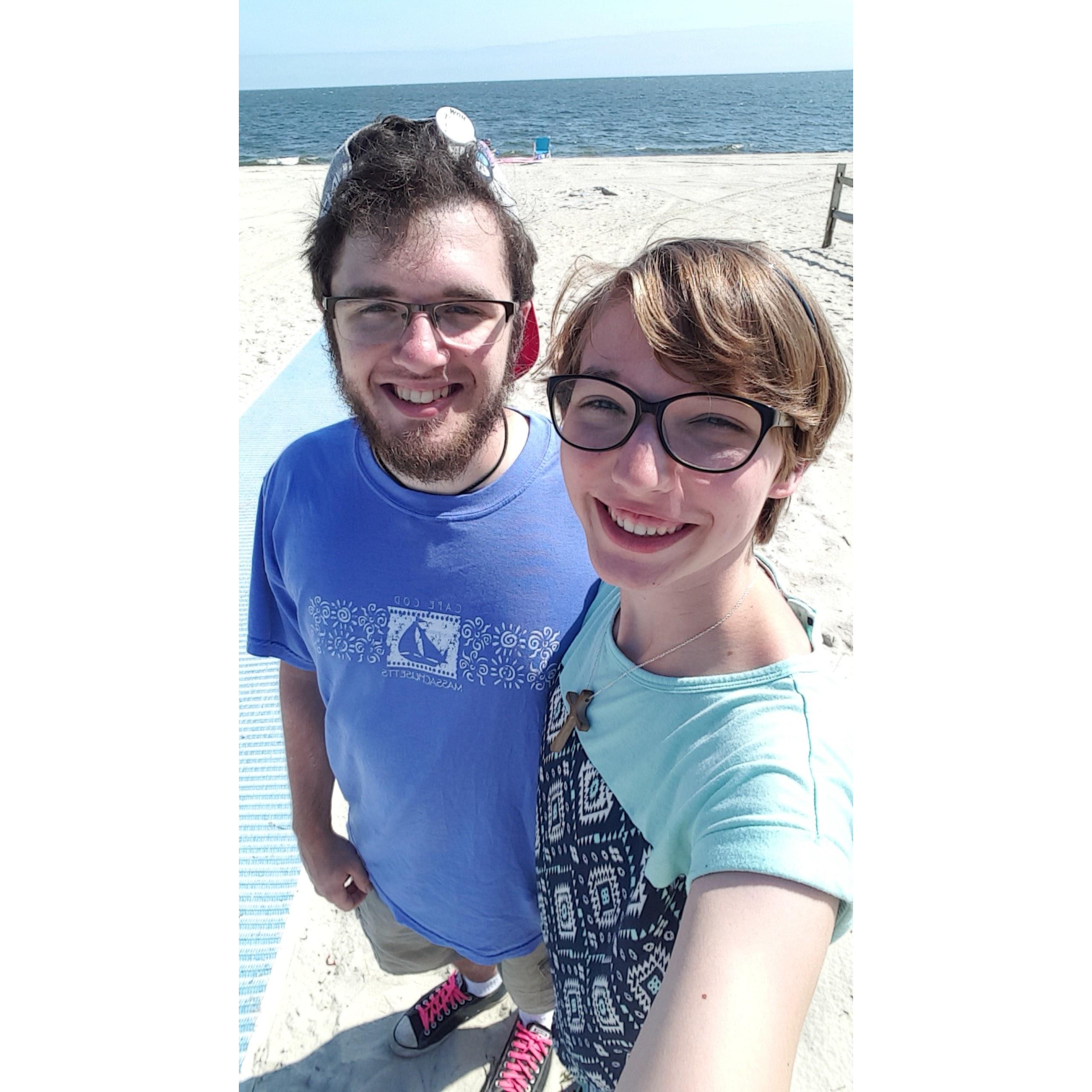 The beach in Boston! We actually got Elliot to go into the water for a little bit!