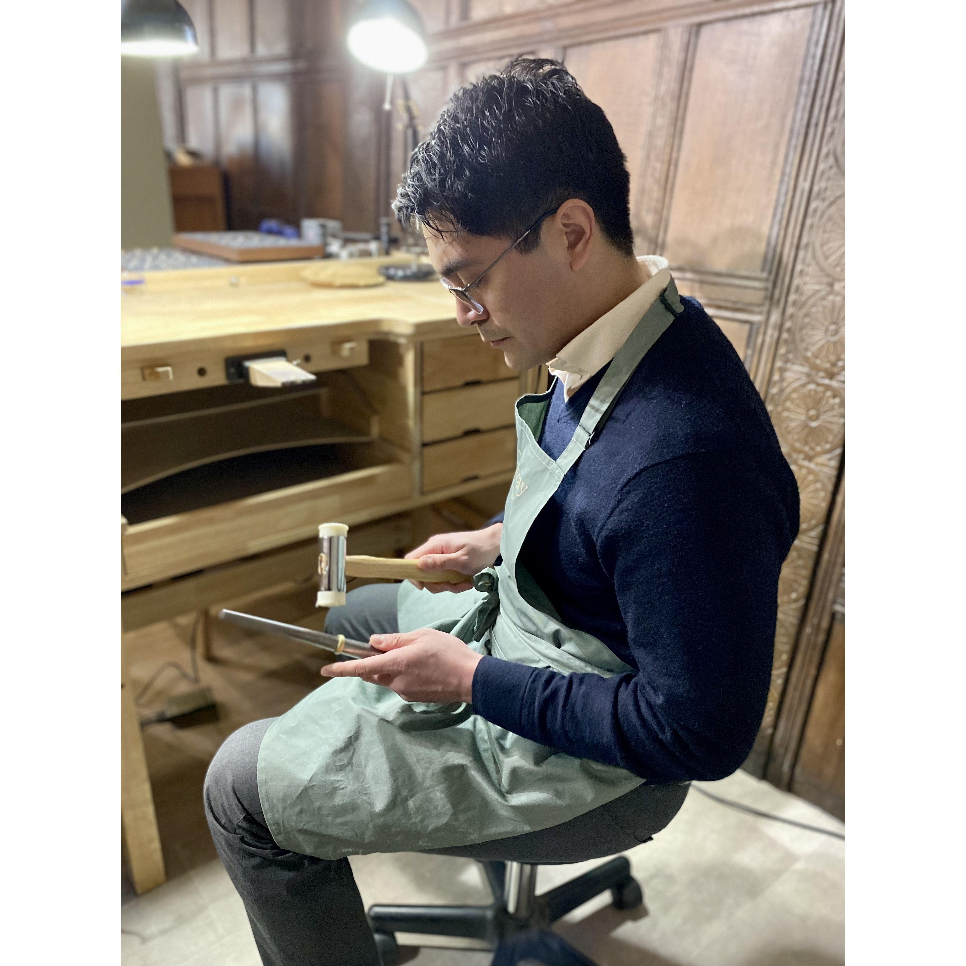 Raph crafting his future wife's ring.