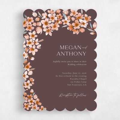 Brown Scalloped Wedding Invitation - Shinya Portrait