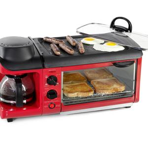 Nostalgia BSET300RETRORED Retro 3-in-1 Family Size Breakfast Station