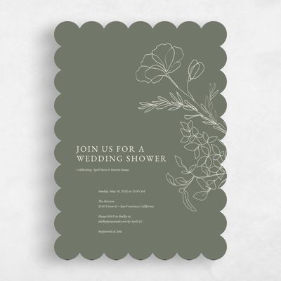 Green Scalloped Wedding Wedding Shower Invitation - Essenza Bloom