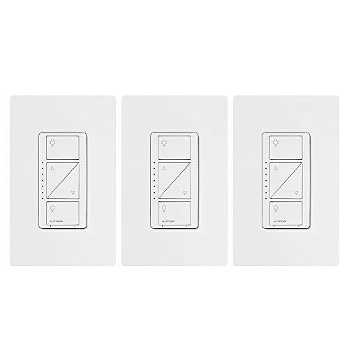 Lutron Caseta Smart Home Dimmer Switch (3 Count), Works with Alexa, Apple HomeKit, and the Google Assistant | for LED Light Bulbs, Incandescent Bulbs and Halogen Bulbs | PD-6WCL-WH-3-A | White