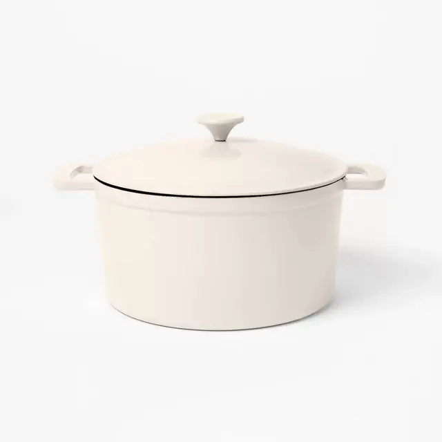 7.5qt Enamel Dutch Oven Stock Pot Cream - Figmint™