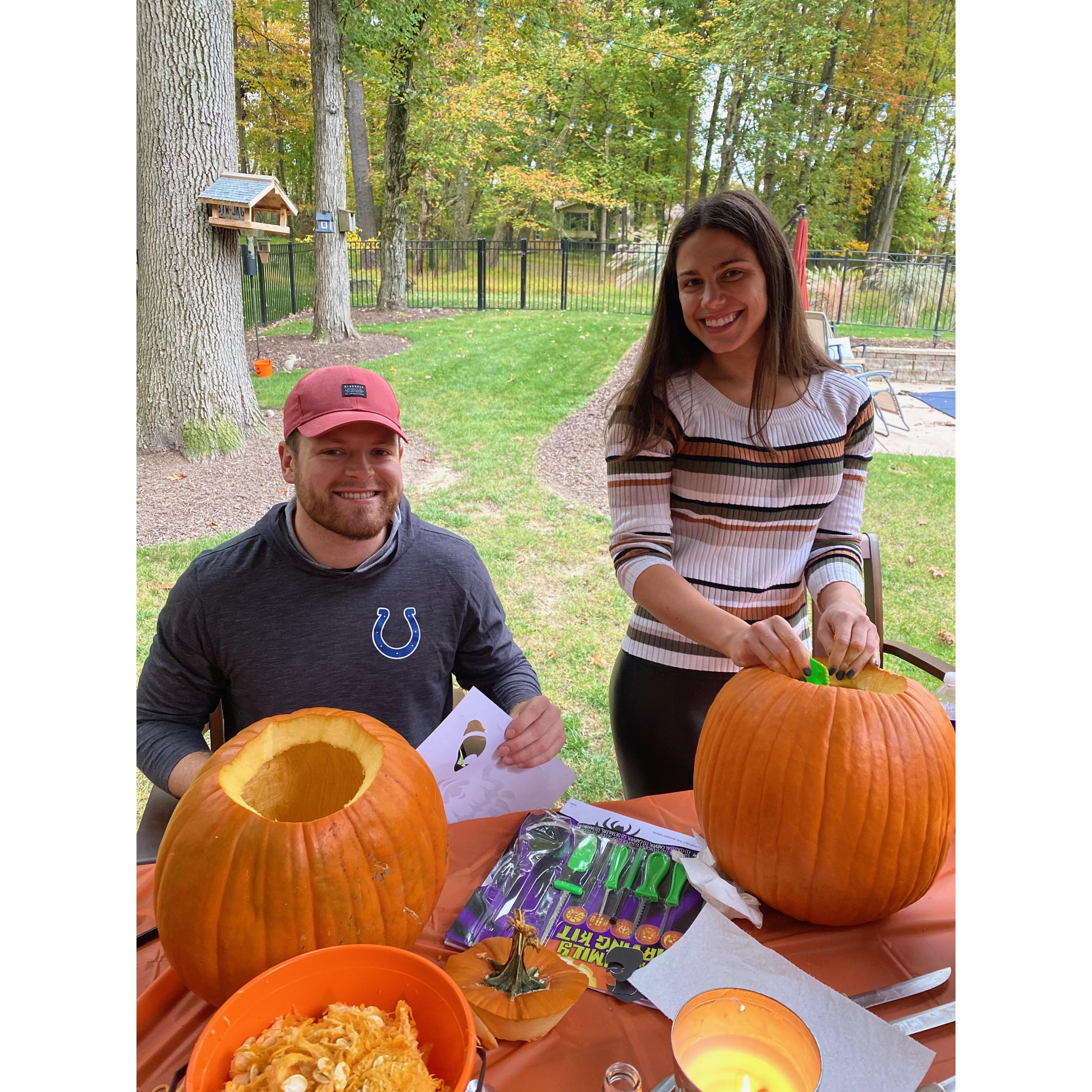 Carving pumpkins with family in East Stroudsburg, PA