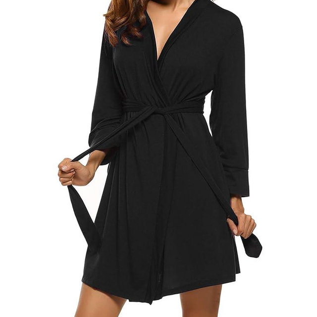 HOTOUCH Womens Robe Lightweight Short Knit Bathrobe Soft Ladies Sleepwear with Pockets