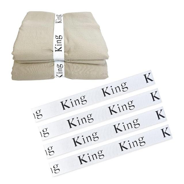 Jajahu 4Pcs Bed Sheet Organizer Bands | Elastic Linen Label Sheet Keepers | Fitted Sheet Storage Bedding Bands for Linen Closet Blanket,King Twin Full Queen Sheet Straps for Bedroom (King)
