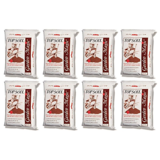 Michigan Peat Garden Magic Indoor and Outdoor Organic Planting Potting Top Soil Blend Mix, 40 Pound Bag (8 Pack)